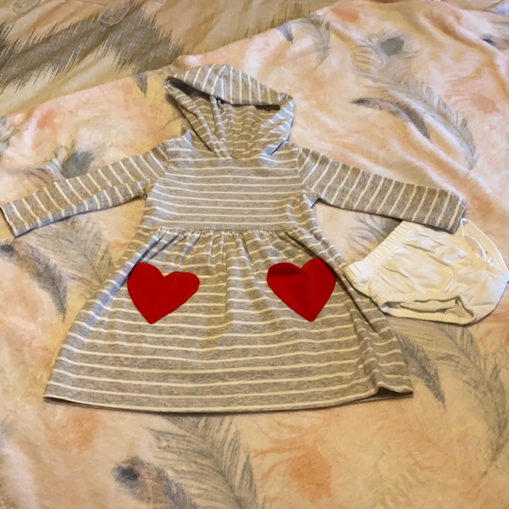 Carter’s Grey Stripes with heart pocket dress